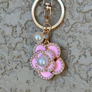 Luxe Pink & Gold Camilla Flower Keychain/Bag charm